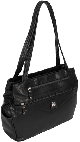 EAAKIE Damen Tasche, Schultertasche, Handtasche, Umhängetasche mit Leder Optik und vielen Fächern