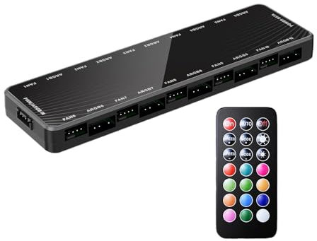 Lüfterhub für PC-Gehäuse RGB Hub Lüfter Argb Pwm - Hub Lüfter Gehäuse 5v-3pin Argb Pwm Rgb,Argb Pwm Rgb Case Fan Hub Lüfter für PC für Beleuchtungskomponenten