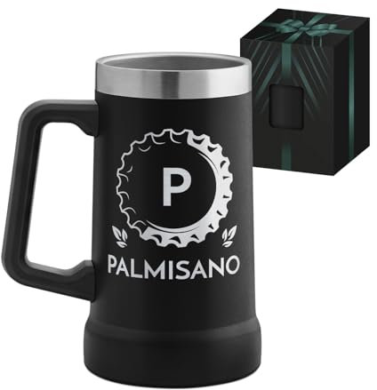 Maverton Boccale birra termico per campeggio 700ml - Tazza personalizzata da camping in acciaio inox - Bicchiere termico nero - Idee regalo uomo compleanno - Regali uomo - Campeggio accessori utili