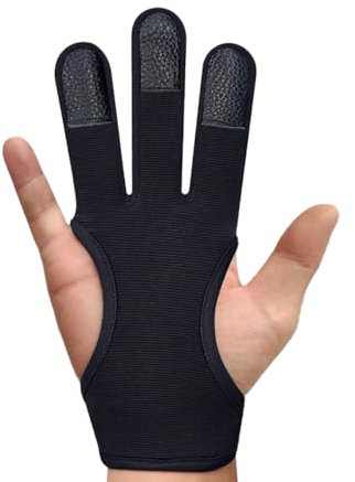 Fiita Unisex Traditioneller Bogenschießen Schießhandschuh, 3 Finger-Schutz Handschuhe Handschutz Schutzhandschuhe Schutzpolster Tab für Jugendliche Erwachsene Anfänger