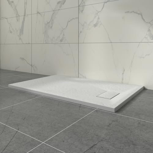 Aquariss SMC Slate Effect Shower Enclosure Tray 1000x700mm Rectangular Wetroom Shower Base White