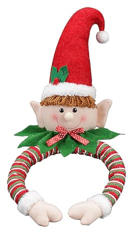 MISNODE Puntale per Albero di Natale in Peluche Grande, Ornamento Invernale Stile Elfo