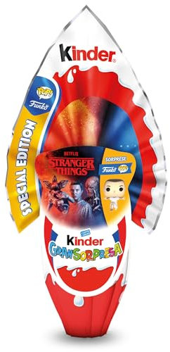 Kinder GranSorpresa Maxi Funko PoP Stranger Things - Uovo di Pasqua Kinder 2025, Finissimo Cioccolato al Latte con Sorpresa Funko PoP, Idea Regalo Pasqua, 220 Grammi