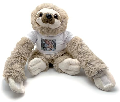 printplanet® Kuscheltier Faultier personalisiert – Stofftier mit eigenem Foto oder Text – 17 Designs