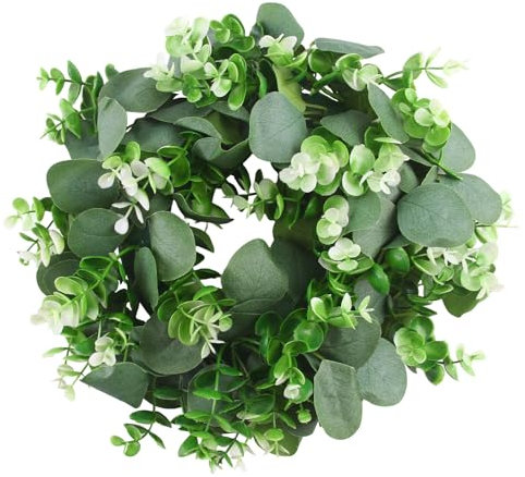 Xbessc 35cm Künstliche Eukalyptus Kranz Grün Türkranz Ganzjährig Kranz Frühling Plastik Türkränze Frühlingskranz Haustür Wandkranz für Hochzeit Tür Party Fenster Garten Wand Kamin Dekoration
