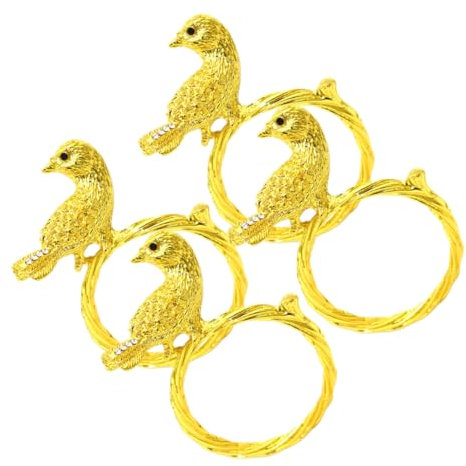 MAGICLULU Einzigartiges Serviettendekor Mit Vögeln Serviettenschnallen 4-teiliges Set Für Abendessen Oder Partytische