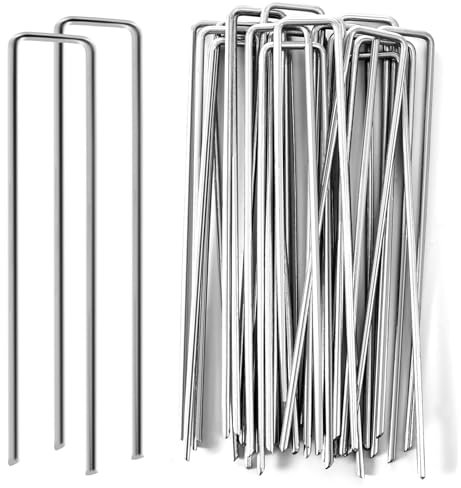 GROWNEER 200 Erdanker Bodenanker, 150mm lang, 25mm breit, Ø 3 MM, Anti Rost Verzinkte Befestigungsanker erdnägel stabil für Garten Mulch und Kunstrasen Camping Reise