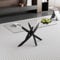 GOLDFAN Table Basse Moderne en Verre, Structure Croisée Noire, 100 x 50 x 43 cm, Plateau Transparent