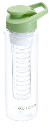 Muitomas, Borraccia con Infusore, Design Compatto con Tappo Ermetico, per Infusi di Frutta, Tè o Erbe, Capacità di 700 ml, Colore Verde Salvia