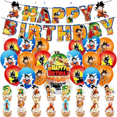 Geburtstags Deko Luftballons Anime- Dragon Ballons Birthday Banner Tortendeko Kindergeburtstag Dekoration Luftballons Party Supplies Geburtstags Party Dekorationen für Kinder Junge Babypartys