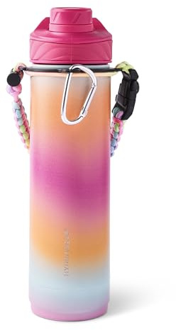 Hydragear Zenith Chugger 26 oz Stainless Steel Water Bottle – Double-Wall Vacuum Insulated with Leak-Proof Chugger Lid, Braided Handle & Carabiner – BPA-Free - Tropical 3D Ombre