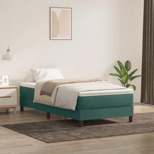 Mandloder Boxspringbett ohne Matratze Dunkelgrün 80x220 cm, Samtstoff, Lattenrost für optimale Unterstützung, Modernes Bettgestell, Queen-Größe