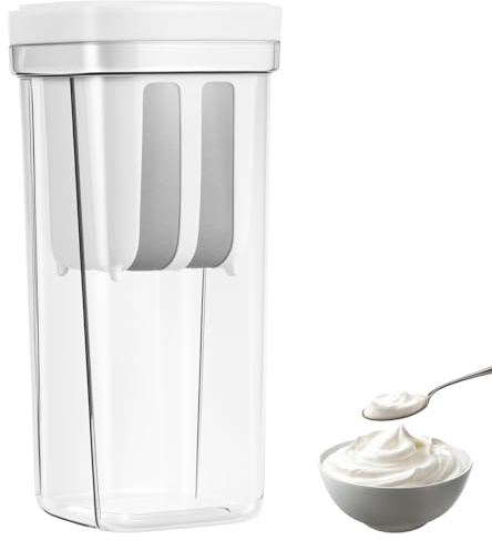 Yogurt Strainer, 2000ML Yoghurt Maker Fine Filter Strainer with Lid, Leak-Proof Reusable Yoghurt Filter for Thick Greek Yogurt, Soybean Milk, Berries