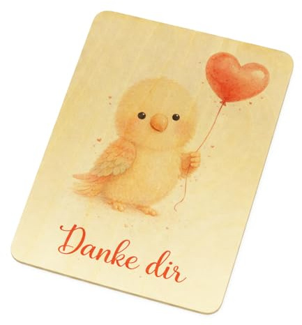 speecheese Vogel Herzballon Danke dir Postkarte aus Holz Grußkarte Holz Tieren Danke Vogel Geschenk lustige Naturholz-Postkarte als Dankesgeschenk