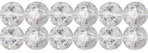 SKYBEADS Natürliche Crackled Klar Kristall Quarz Perlen Runde 6mm zum Auffädeln 38cm Strang Approx 60 Stück