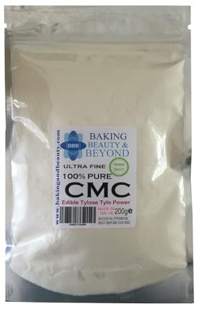 Baking Beauty and Beyond Powerful Edible Tylose Tylo Pure CMC Powder - Gum Tragacanth Glue Powder for Fondant, Gluten Free Gum Powder Perfect for Cake Frosting, Icing Sugar Paste - 200gm (Pack of 1)