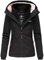 MARIKOO Damen Regen Jacke Outdoor Regenjacke Winterjacke Fleece Gefüttert Kapuze XS - XXL ERDBEERE (L, Schwarz)
