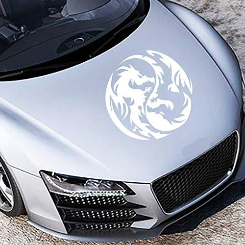 INDIGOS UG Aufkleber - Autoaufkleber Yin Yang Drache 40cm x 40cm Weiß - Tuning Carystyling Heckscheibe Auto
