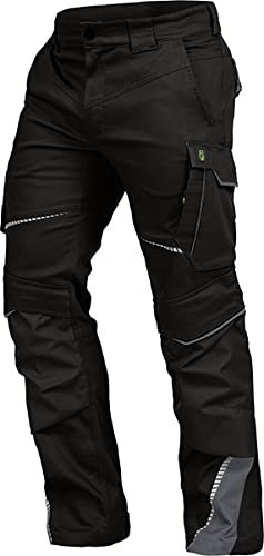 LEIB WÄCHTER Flex-Line Arbeitshose Bundhose Premium schwarz-grau mit Spandex (52)
