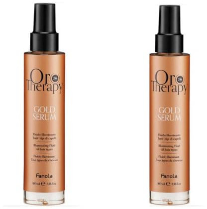 2X Fluido Illuminante Oro Puro 100 ml con Olio di Argan - Fanola Oro Therapy 24k