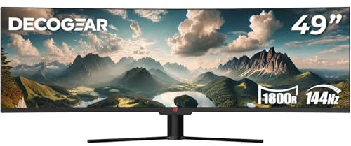 Deco Gear Monitor da gioco curvo Ultrawide da 49 | 32:9 | 3840x1080 | 144Hz | 3000:1 | E-LED | 2 HDMI | 2 porte display