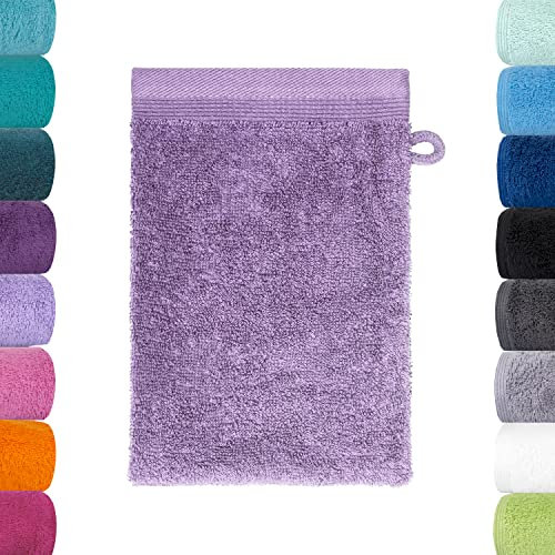 Lavea Bali Terry Towelling Series 100% Organic Cotton GOTS Towels, Cotton, lilac, 2 x 16 x 22 cm