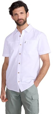 Mountain Warehouse Coconut Slub Texture Short-Sleeved Shirt - Leichtes Baumwoll-T-Shirt mit Tasche, Casual Wear - Frühling Sommer, Urlaub & Reisen Weiss (Slub Textur) 4X-Large