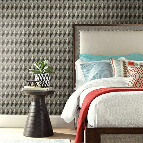 RoomMates RMK11605RL Tapete selbstklebend Paragon Geometric, Vinyl, Braun und Grau, 45,72 cm x 5,74 m