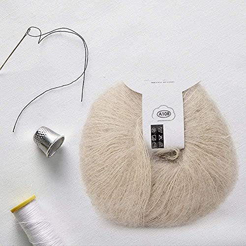 Fydun Wollgarn mit gehäkeltem, weichem Mohair Strick Angora Langwollgarn für DIY Schal Häkelgarnzubehör(Beige)