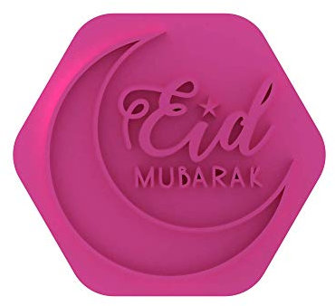 LissieLou Eid Mubarak Keksstempel, Ramadan, Feiern, Zuckerguss, Fondant, Prägestempel, Hellrosa