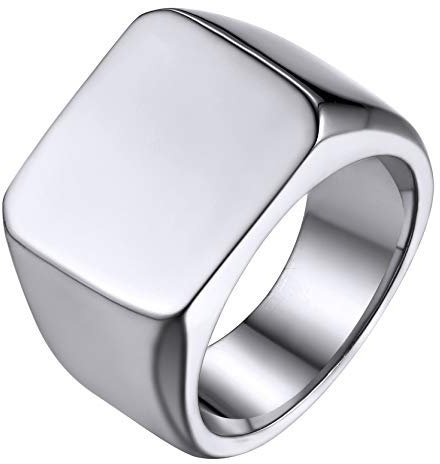 GoldChic Rolex Ring Punk Style Edelstahl Herren Siegelring Poliert Punk Style Männer Jungen Quadrat Bandring in Silber Ringgröße 64.6(20) Modeschmuck Biker Herren Ring