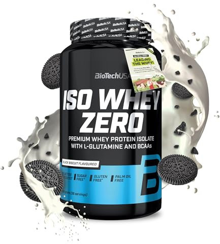 BioTechUSA Iso Whey Zero | Premium Whey Protein Isolate | Grass-Fed | Enzyme-Free | Sugar- and Gluten-free, 908 g, Black biscuit