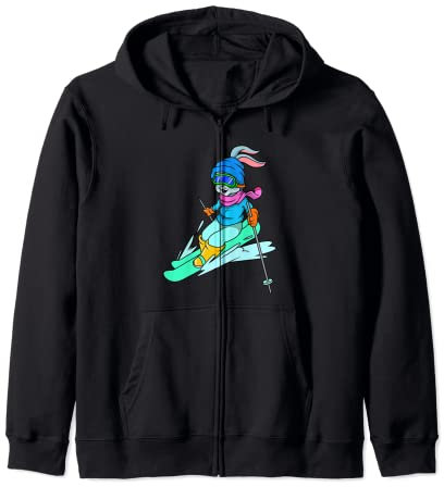 Comic Hase fährt Ski Kapuzenjacke