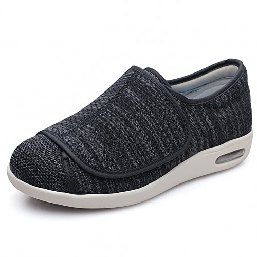 Calzado Interior Antideslizante Para DiabéTicos Zapatos deportivos casuales ajustables zapatos de pies hinchados para personas mayores,Gris negro,43 Zapatilla DiabéTica Sin Cordones Para Mujer