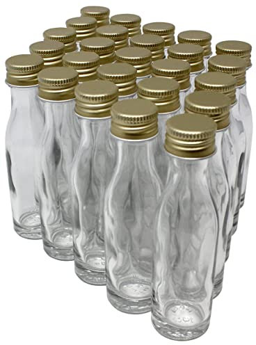 25 bottiglie di vetro da 20 ml con tappo a vite, a prova di perdite, trasparenti, per liquori, grappa, olio, spezie, profumo, bottiglia decorativa, mini bottiglia da riempire