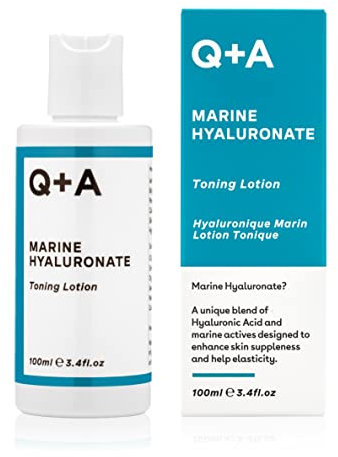 Q+A Marine Hyaluronate Toning Lotion, ein Gesichtswasser mit Hyaluronsäure und Meeresaktivstoffen für geschmeidige Haut, 100ml