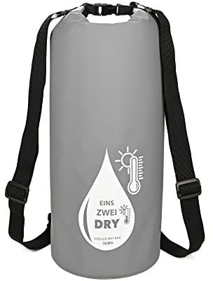 Troika Outdoor Rucksack mit Kühlfunktion und Roll-Top 1-2 Dry Bag aus Polyester in der Farbe Grau, RUC03/GY