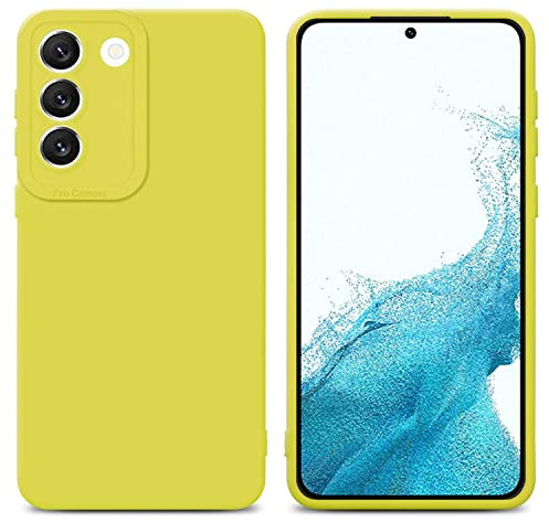 Cadorabo Hülle kompatibel mit Samsung Galaxy S22 Schutzhülle TPU Silikon Case Liquid Design mit Kameraschutz Slim Kratzfest Weiche Gummi mit Rundumschutz Case Hülle für Galaxy S22 in Gelb