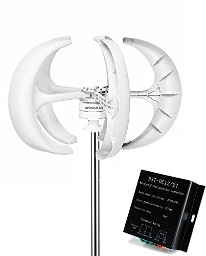 AISINILALAO Generatore di turbina eolica Verticale efficiente da 110 V/ 220 V da 5000W a Vento RV Yacht Farm Generatore di Vento Small Wind Home USA Energia Senza mulini a Vento (Bianco),220v