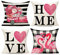 VAKADO Kissenbezüge zum Valentinstag, Motiv: Flamingo, Büffelkaro, LKW, Blumen, Dekoration für Terrasse, Couch, Sofa, Schlafzimmer, 40,6 x 40,6 cm, 4er-Set