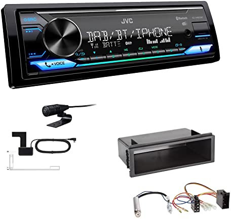 JVC KD-X482DBT 1-DIN Autoradio Media Receiver Digitalradio DAB+ Bluetooth Amazon Alexa USB Einbauset passend für Volkswagen VW Golf IV 1997-2003 schwarz