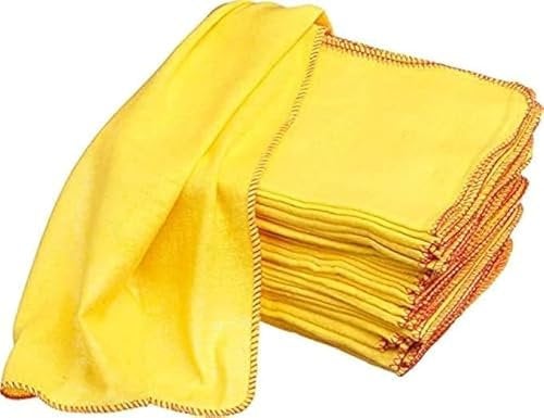 Luxury Quality Large Strong Yellow Dusters Household Cleaning Polishing Dusting Cloth 100% Cotton Ideal Use for Cleaning Purpose (35x45cm (pack of 36))