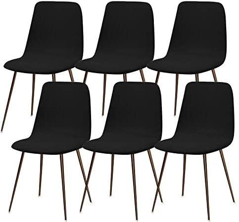 Lydevo Stuhlhussen 6er Esszimmer Strech Stuhlhussen für Esszimmerstühle Universal Waschbar Bezug Stuhlhussen Skandinavisch Stuhlüberzug für Küchenstühle Hotel Bankett,Schlank#Schwarz