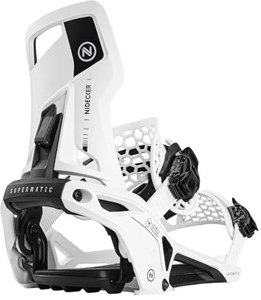 Nidecker Unisex-Erwachsene Supermatic Snowboard-Bindungen, Weiss/opulenter Garten, L (8-11.5)