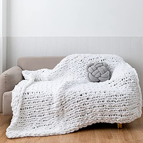 YWBXSHKD Chunky Knit Throw Blanket 60x60cm, Super Warm Soft Chenille Yarn Cable Knitted Blankets And Throws Cozy Thick Crochet Blanket, Chunky Knit Blankets For Bed