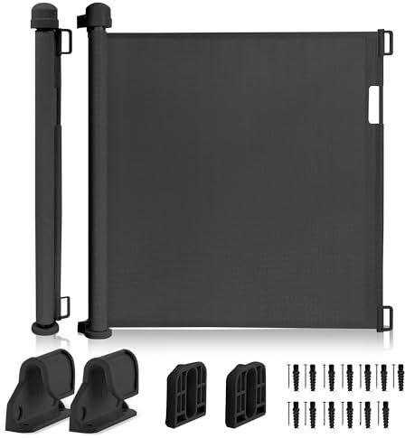 Treppenschutzgitter Türschutzgitter Ausziehbar 0-140 cm,Baby Absperrgitter Schutzgitter Treppe für Kinder,Katzen und Hunde,Geeignet für Innen Außenbereich (Schwarz, 140)