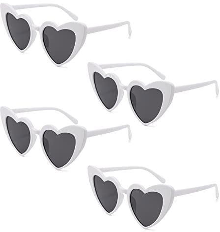 TSHAOUN 4 Stück Retro Herz Sonnenbrille, Vintage Katzenauge Sonnenbrille, UV400 Schutz, Herz Sonnenbrille Kit, Sonnenbrille Damen, Partybrillen, für Damen Herren