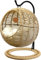 Cat Swing Bed Indoors & Outdoors, Hand Made Wicker Cat Bed with Removable Cushion & Hanging Ball, Washable Pet Swing for Cat, Small Dog, Small Animals