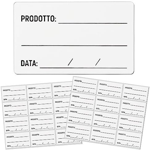 3x5cm Etichette Adesive Rimovibili Congelatore Etichette per Contenitori Alimenti, con Scheda Prodotto Data, Etichetta Alimentari Frigorifero Barattoli Cucina- su Fogli