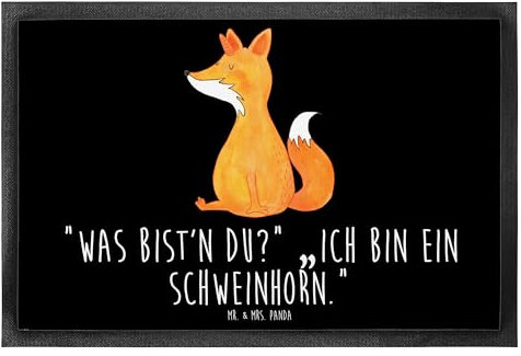 Mr. & Mrs. Panda 60 x 90 cm Fußmatte Einhorn Fuchs - Geschenk, Unicorn, Einhörner, Haustürmatte, Füchse, Fußmatte innen, Unicorns,